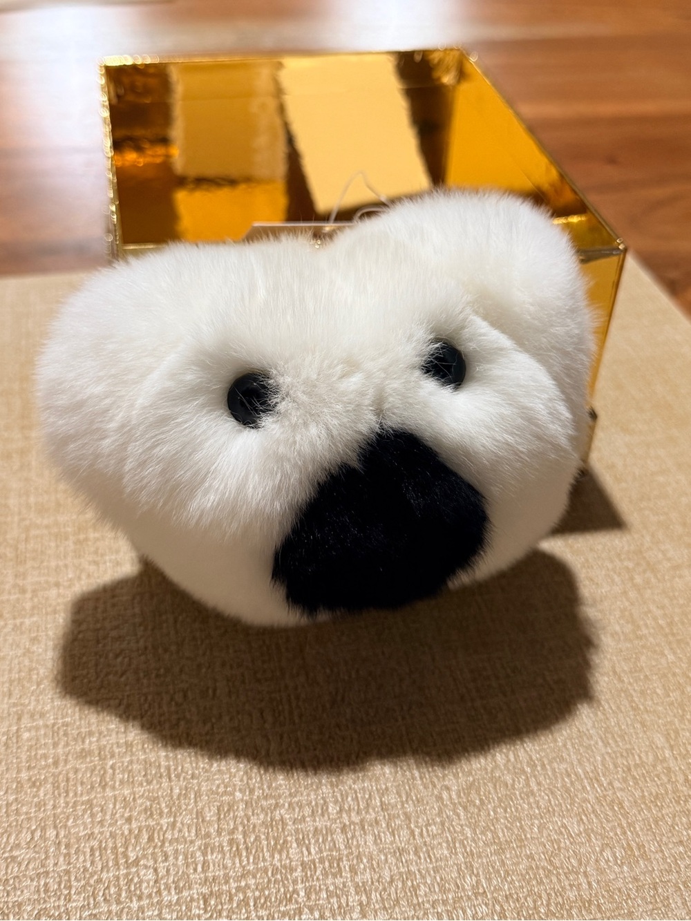 Michael Kors Teddy Bear Pom Keychain White & Gold NWT